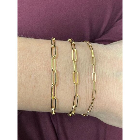 14K Yellow Gold 4 MM Lobster Claw 7.25-inch Specialty Chain Minimalist Bracelet - Picture 2 of 10